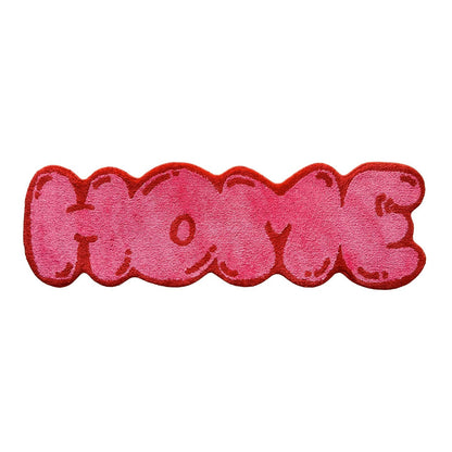 Rosa tuftad "HOME" ballongtextmatta | Veska Rosa 40x130cm