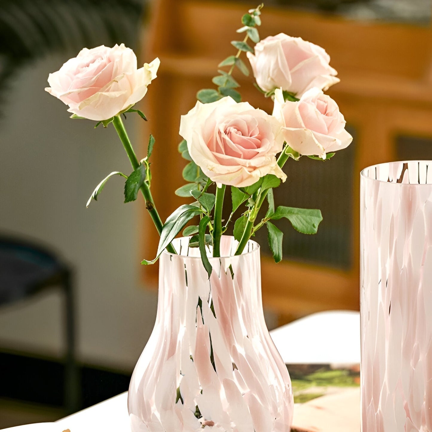 Rose Marmor Effekts Glasvas | Veska