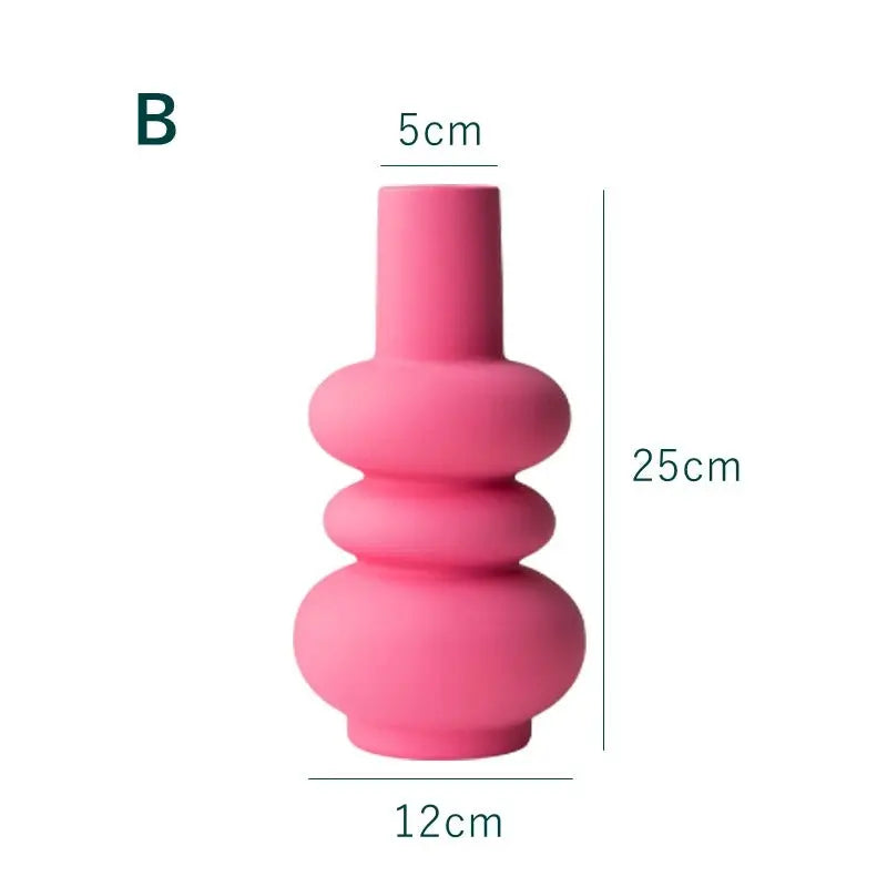 RoséCurve Abstrakt Keramikkruka i Fuchsias | Veska Rund