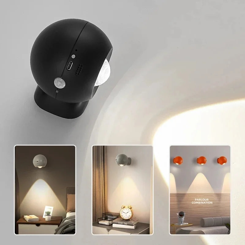 Roterande Mini Magnetisk Uppladdningsbar Vägglampa | Veska