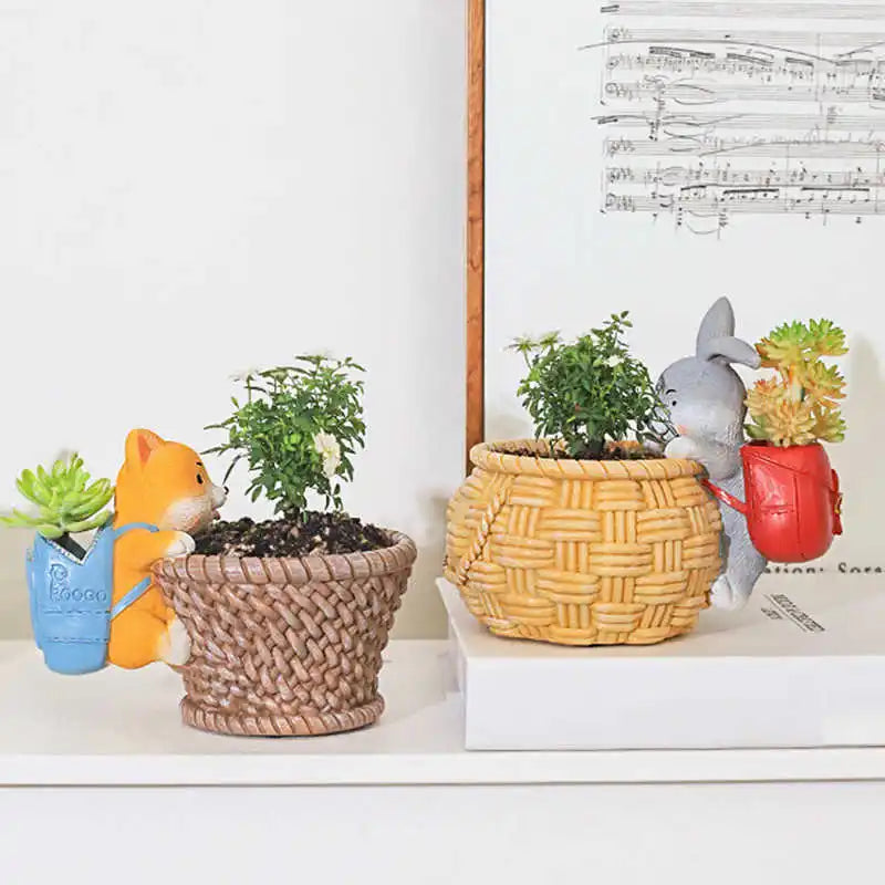 Royaleva Original Courtyard Flower Pot - Rustik Corgi & Kaninjakött Succulent Planter | Veska