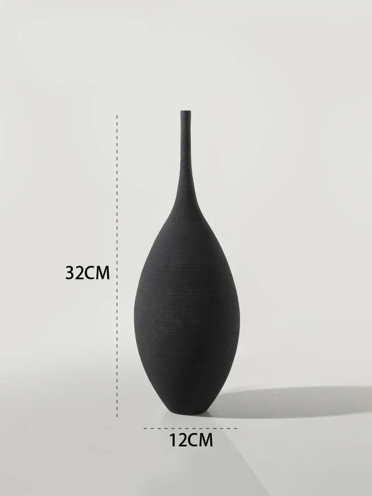 Royallure Minimalist Keramiska Vaser - Svart & Vit Konst Par | Veska Svart 32cm