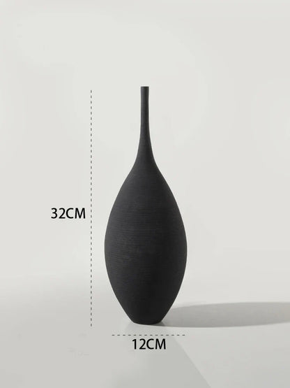 Royallure Minimalist Keramiska Vaser - Svart & Vit Konst Par | Veska Svart 32cm