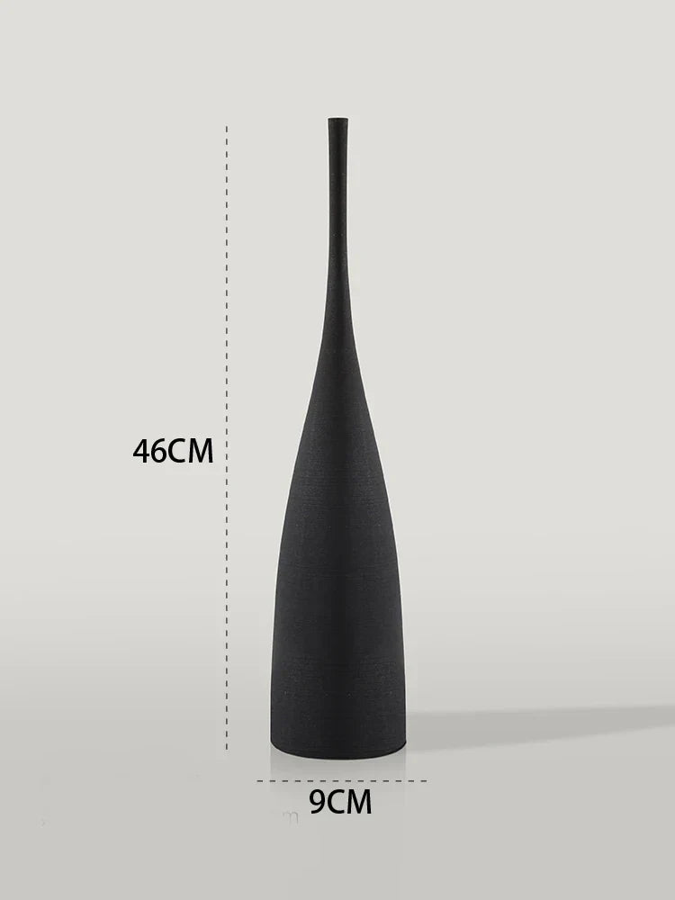 Royallure Minimalist Keramiska Vaser - Svart & Vit Konst Par | Veska Svart 46cm