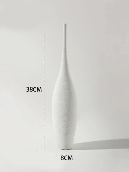 Royallure Minimalist Keramiska Vaser - Svart & Vit Konst Par | Veska Vit 38 cm