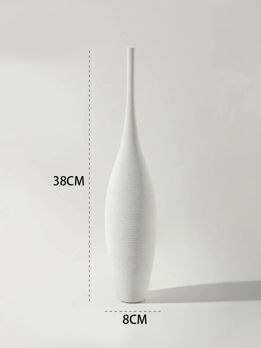 Royallure Minimalist Keramiska Vaser - Svart & Vit Konst Par | Veska Vit 38 cm