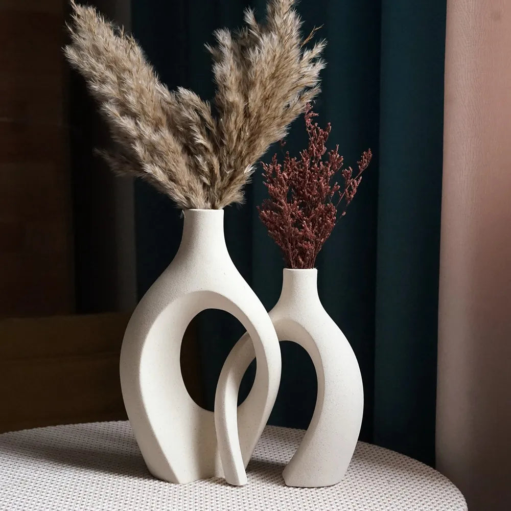 Royallure Minimalistiska Moderna Vaser Par - Elegant Keramisk Dekoration | Veska