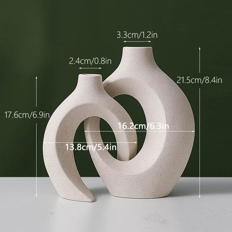 Royallure Minimalistiska Moderna Vaser Par - Elegant Keramisk Dekoration | Veska Liten Set