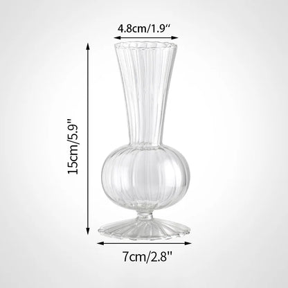 Royelux Glas Hydroponisk Vask - Elegant randig vask för Veskaomsterarrangemang | Veska D