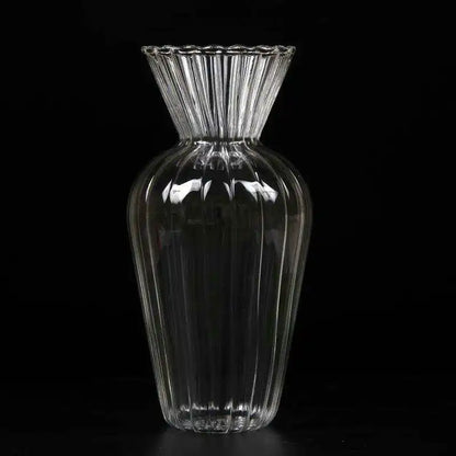 Royelux Glas Hydroponisk Vask - Elegant randig vask för Veskaomsterarrangemang | Veska G2065A