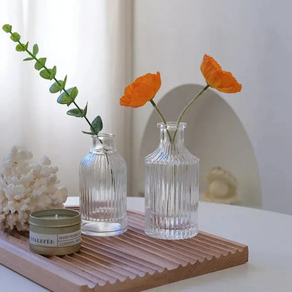 Royelux Glas Hydroponisk Vask - Elegant randig vask för Veskaomsterarrangemang | Veska
