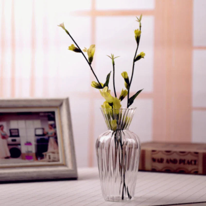 Royelux Glas Hydroponisk Vask - Elegant randig vask för Veskaomsterarrangemang | Veska