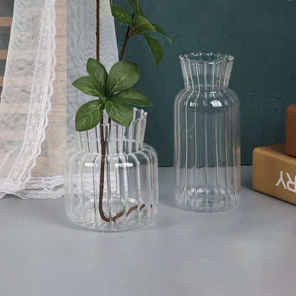 Royelux Glas Hydroponisk Vask - Elegant randig vask för Veskaomsterarrangemang | Veska