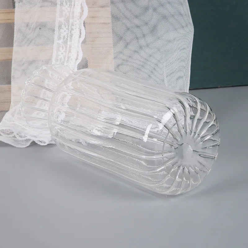 Royelux Glas Hydroponisk Vask - Elegant randig vask för Veskaomsterarrangemang | Veska