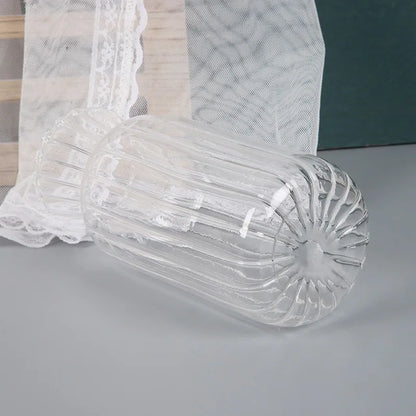 Royelux Glas Hydroponisk Vask - Elegant randig vask för Veskaomsterarrangemang | Veska