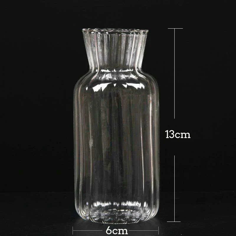 Royelux Glas Hydroponisk Vask - Elegant randig vask för Veskaomsterarrangemang | Veska