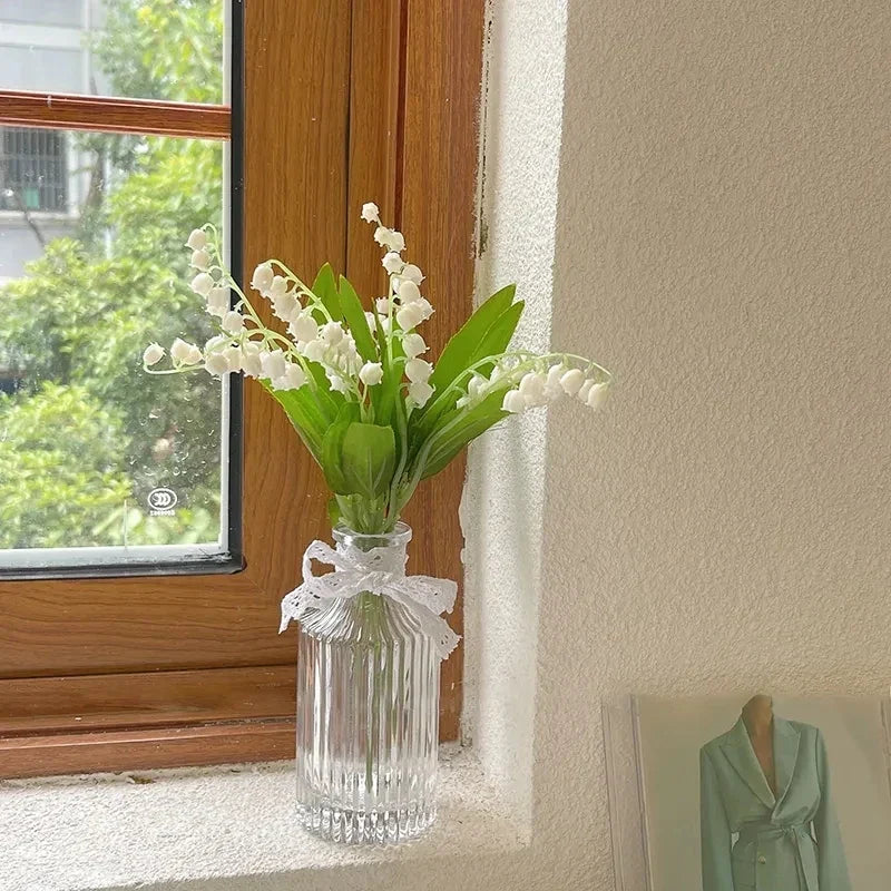 Royelux Glas Hydroponisk Vask - Elegant randig vask för Veskaomsterarrangemang | Veska