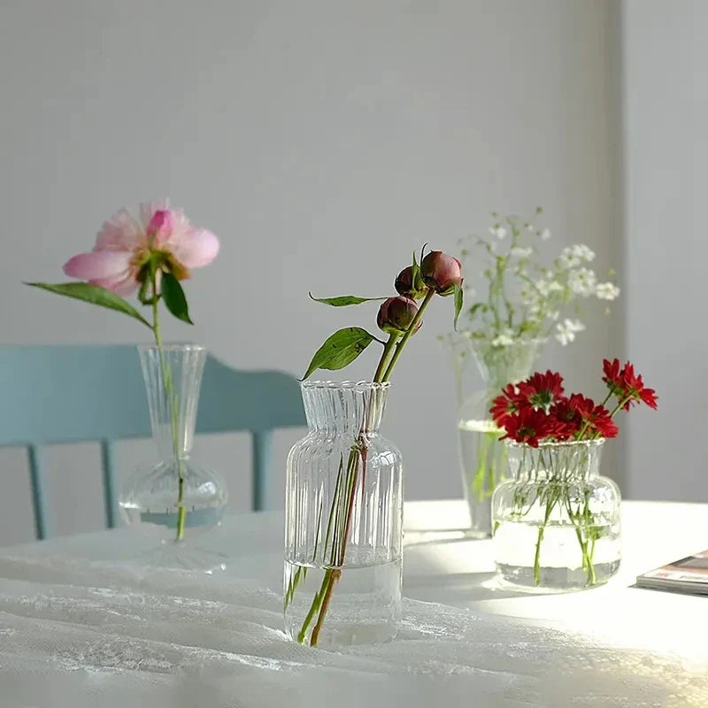 Royelux Glas Hydroponisk Vask - Elegant randig vask för Veskaomsterarrangemang | Veska