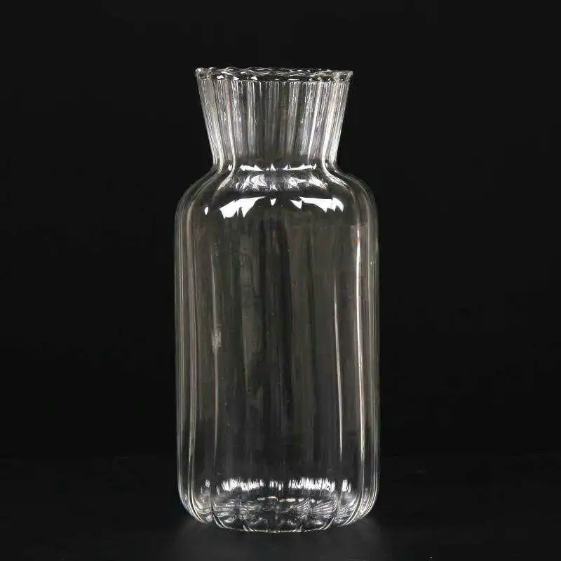 Royelux Glas Hydroponisk Vask - Elegant randig vask för Veskaomsterarrangemang | Veska G2065B
