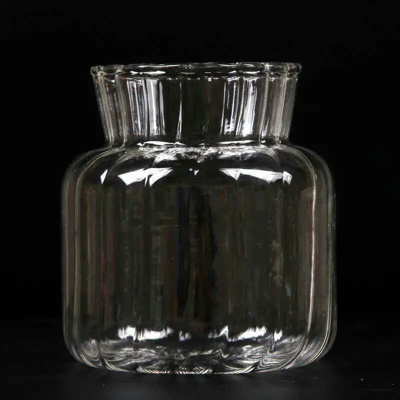 Royelux Glas Hydroponisk Vask - Elegant randig vask för Veskaomsterarrangemang | Veska G2065C