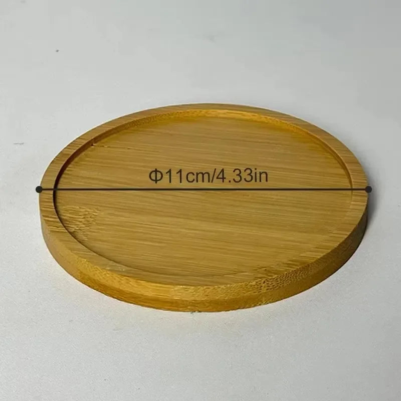 Royelux Hydroponisk Glas Växtvas med Träbas | Veska Bamboo Bricka (11cm)