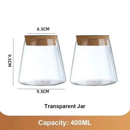 Royelux Hydroponisk Glas Växtvas med Träbas | Veska Stil 1 (9.5x9.5cm)-2st