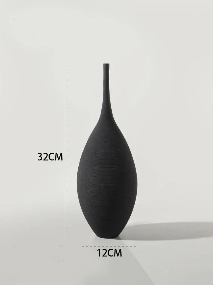 Royelux Minimalist Zen Keramisk Vas Svart-vit Harmoni | Veska Svart 32cm