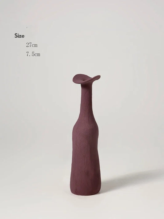 Royelux Morandi Färg Nordisk Vas tidlös elegans i keramikart | Veska Vinhussinröd 27x7.5cm