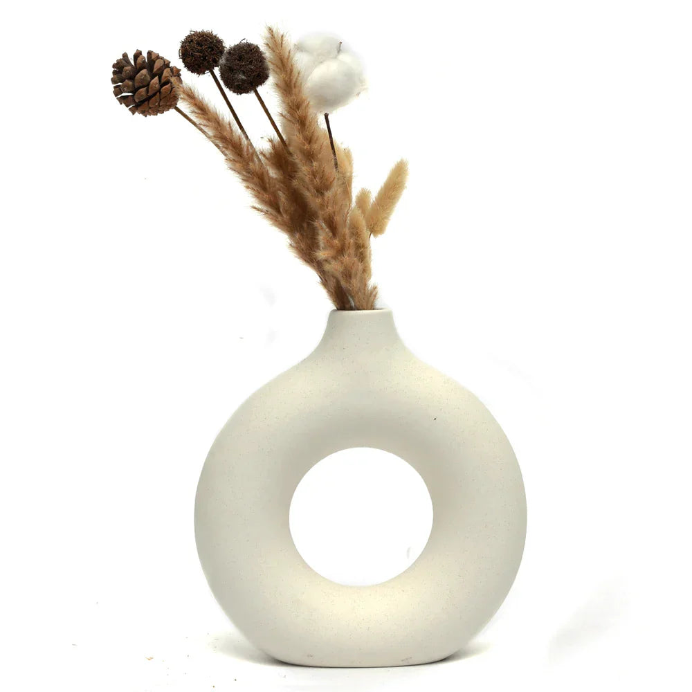 Royelux Nordic Hollow Ceramic Vase - Nutida Dekorativ Mästerverk | Veska