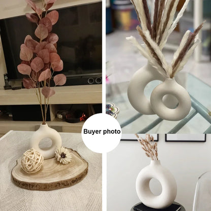 Royelux Nordic Hollow Ceramic Vase - Nutida Dekorativ Mästerverk | Veska