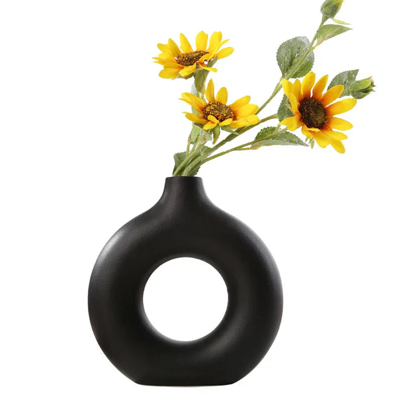 Royelux Nordic Hollow Ceramic Vase - Nutida Dekorativ Mästerverk | Veska