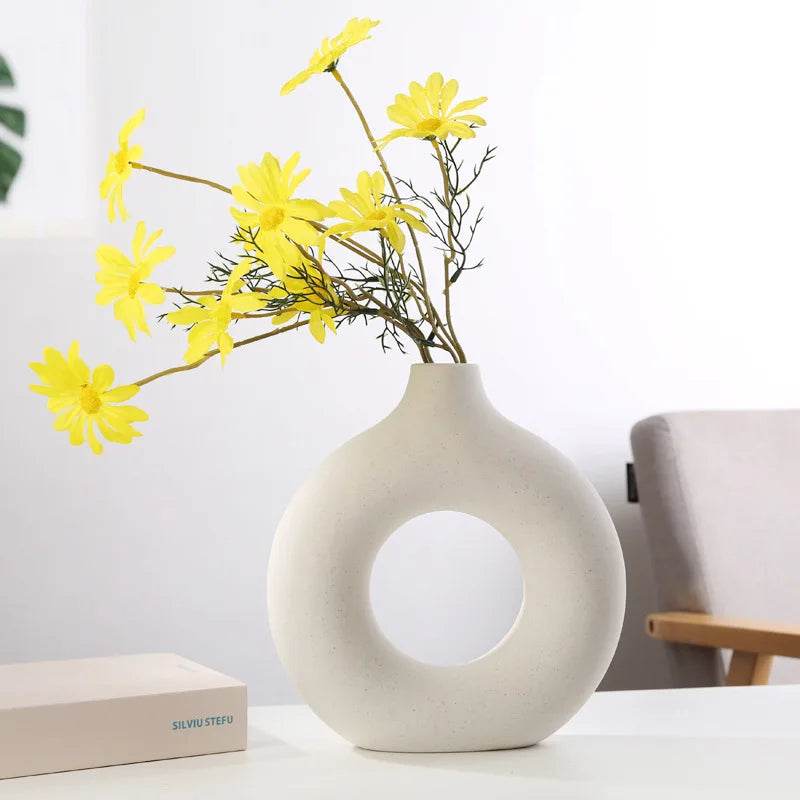 Royelux Nordic Hollow Ceramic Vase - Nutida Dekorativ Mästerverk | Veska
