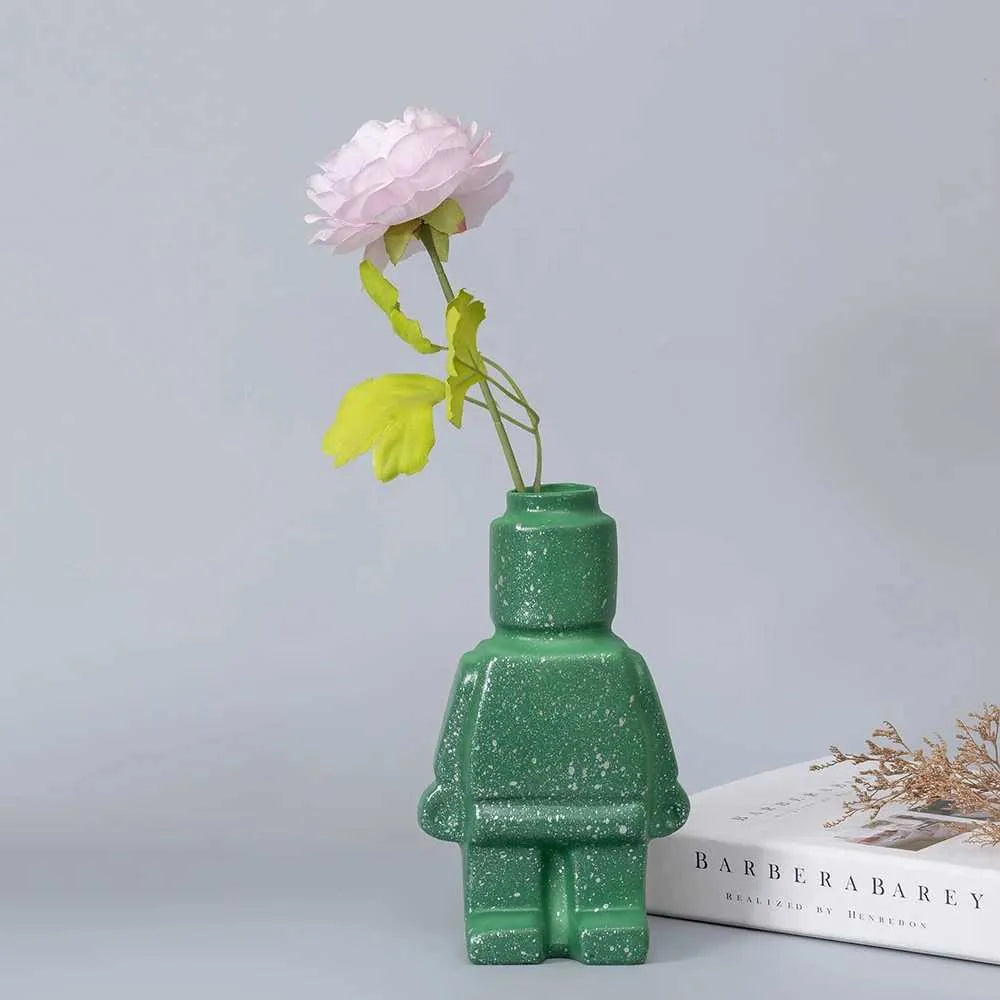 Royelux Nordic Keramisk Robot Vas - Lekfull Modern Dekoration | Veska
