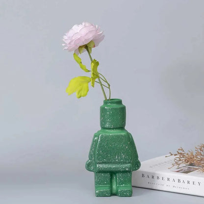 Royelux Nordic Keramisk Robot Vas - Lekfull Modern Dekoration | Veska