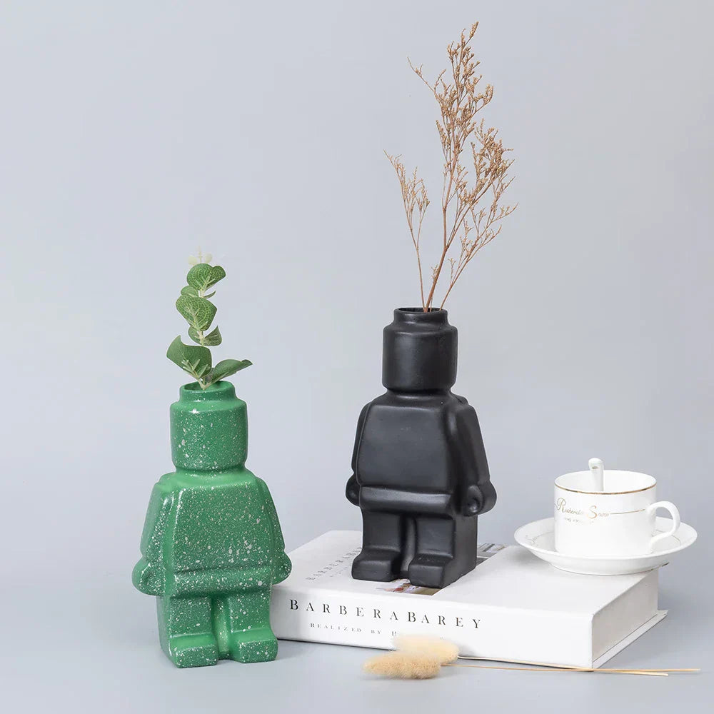 Royelux Nordic Keramisk Robot Vas - Lekfull Modern Dekoration | Veska