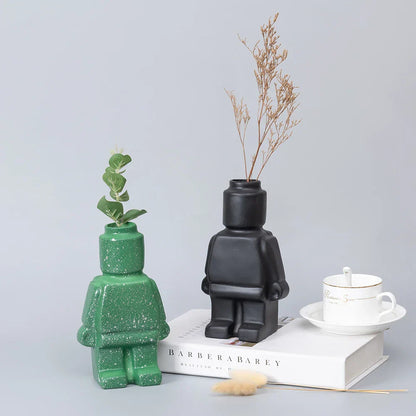 Royelux Nordic Keramisk Robot Vas - Lekfull Modern Dekoration | Veska