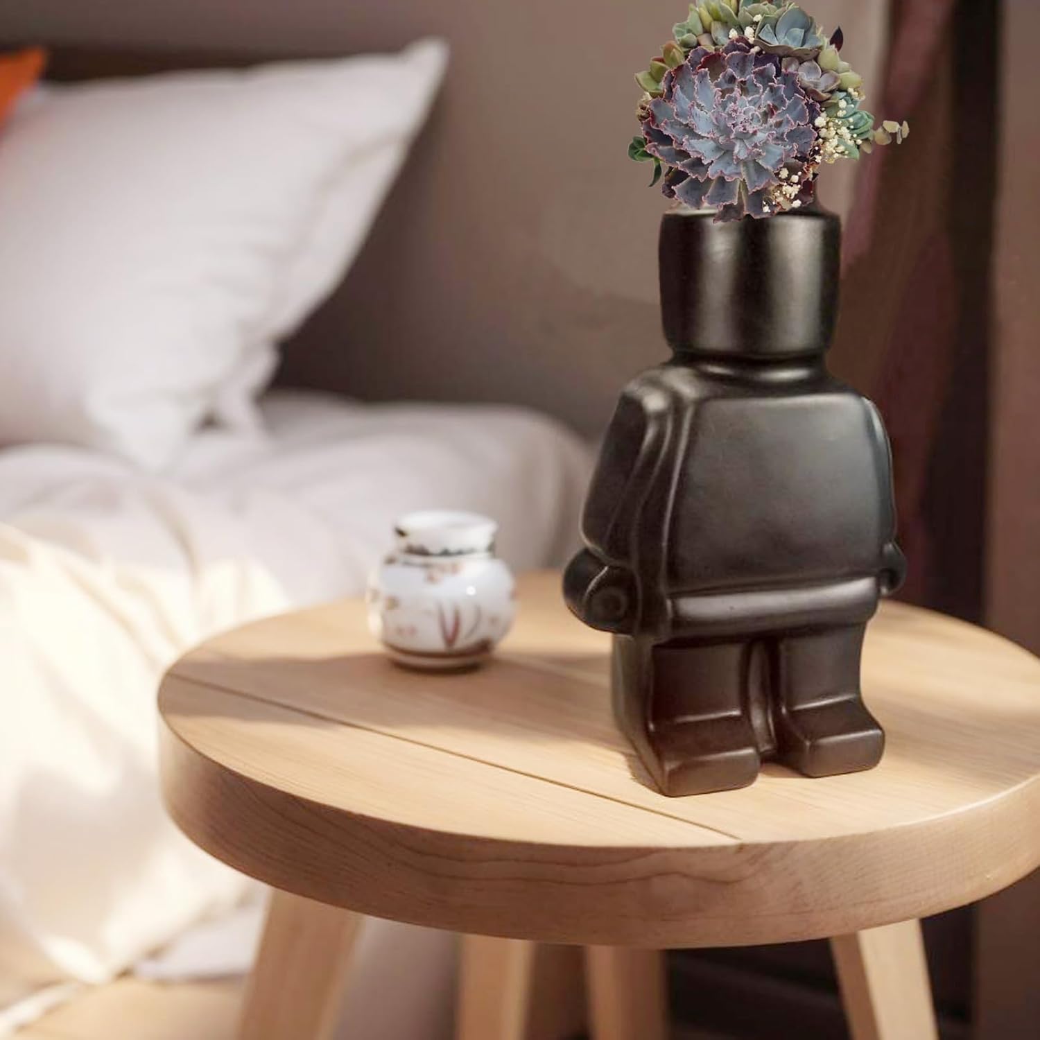 Royelux Nordic Keramisk Robot Vas - Lekfull Modern Dekoration | Veska Svart