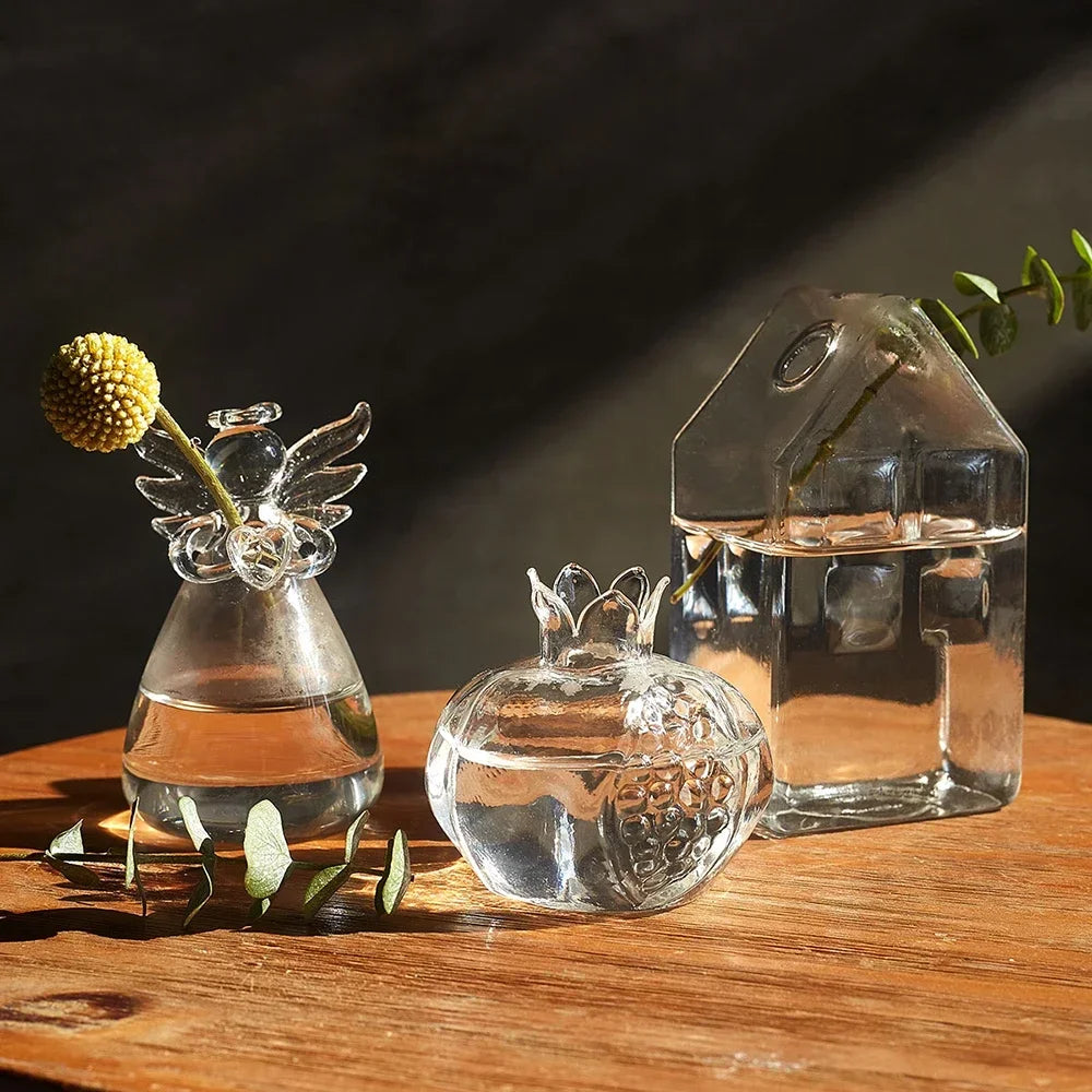 Royelux Transparent Angel Hydroponic Vase Elegant Glass Flower Pot for TaVeskae and TaVeskae Decoration | Veska