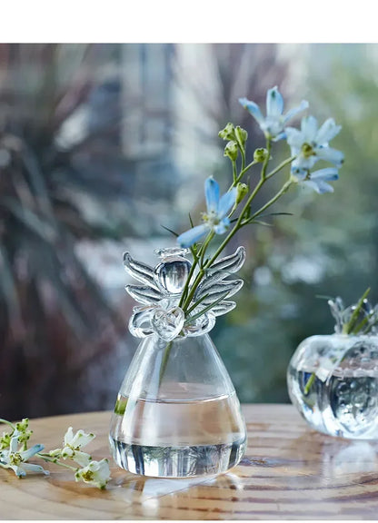 Royelux Transparent Angel Hydroponic Vase Elegant Glass Flower Pot for TaVeskae and TaVeskae Decoration | Veska