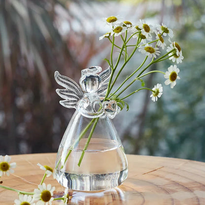 Royelux Transparent Angel Hydroponic Vase Elegant Glass Flower Pot for TaVeskae and TaVeskae Decoration | Veska