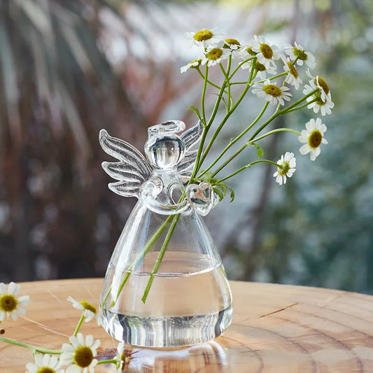 Royelux Transparent Angel Hydroponic Vase Elegant Glass Flower Pot for TaVeskae and TaVeskae Decoration | Veska