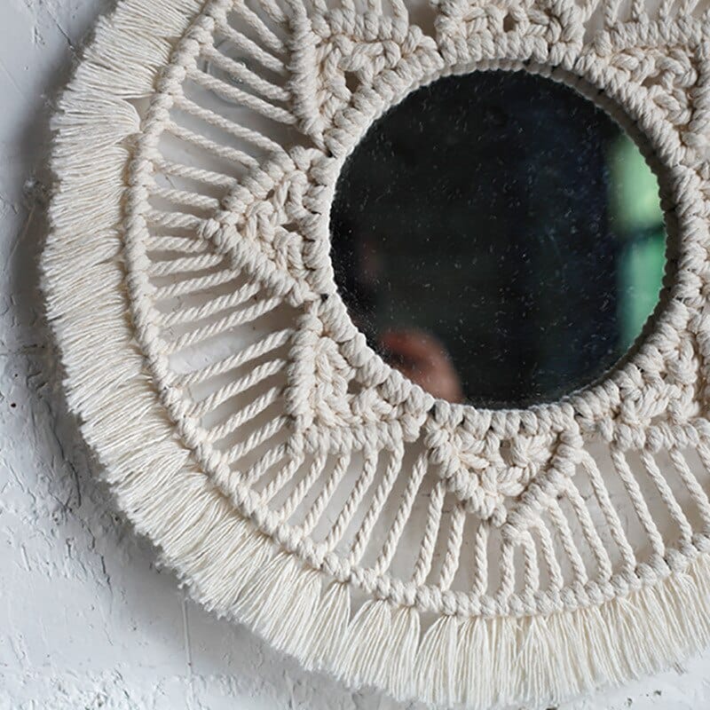 Rund Macrame Vävd Spegel | Veska