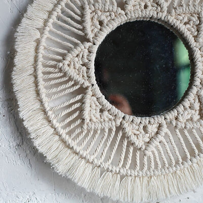 Rund Macrame Vävd Spegel | Veska