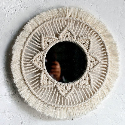 Rund Macrame Vävd Spegel | Veska Standard Titel