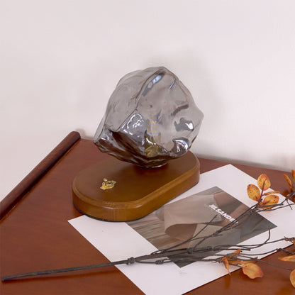 RusticLume – Amber Glas och Trä Bordslampa | Veska