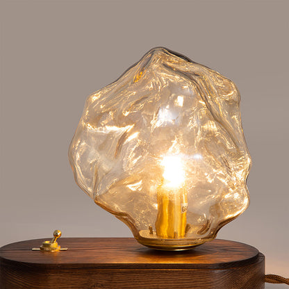 RusticLume – Amber Glas och Trä Bordslampa | Veska