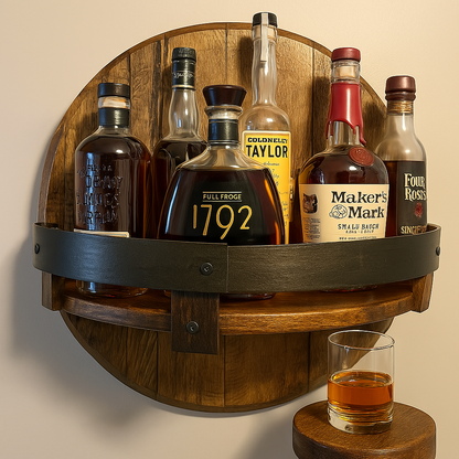 Rustik ek vägghylla för whiskeyburkar | Veska