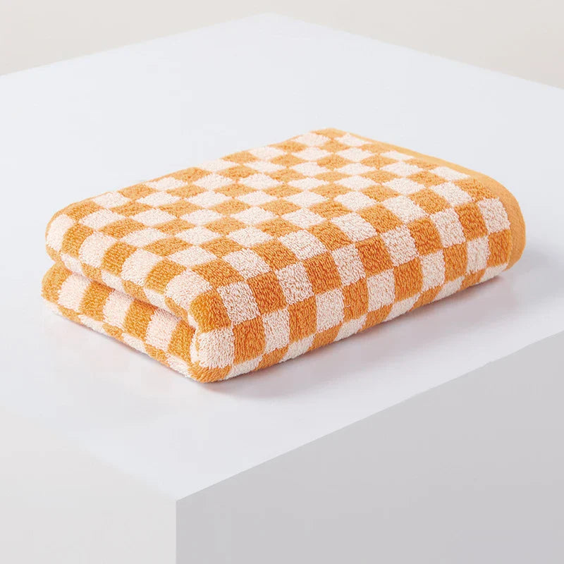 Rutiga Bomullshanddukar | Veska Rutigt Orange 34x75cm