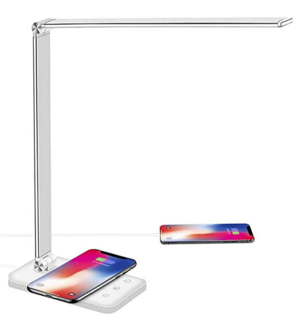 Samtida justerbar LED-bordslampa med laddningsfunktion | Veska Silver Vit