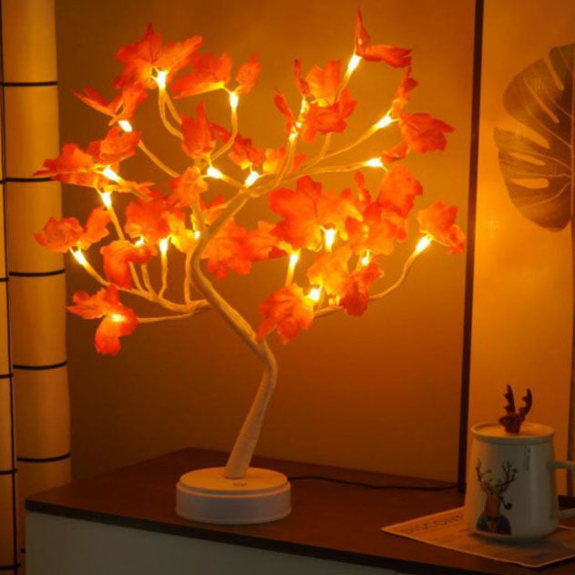 Samtida Kreativ Jul Plast Lönnblad Träbelysning LED Dekorativ Bordslampa För Sovrum | Veska